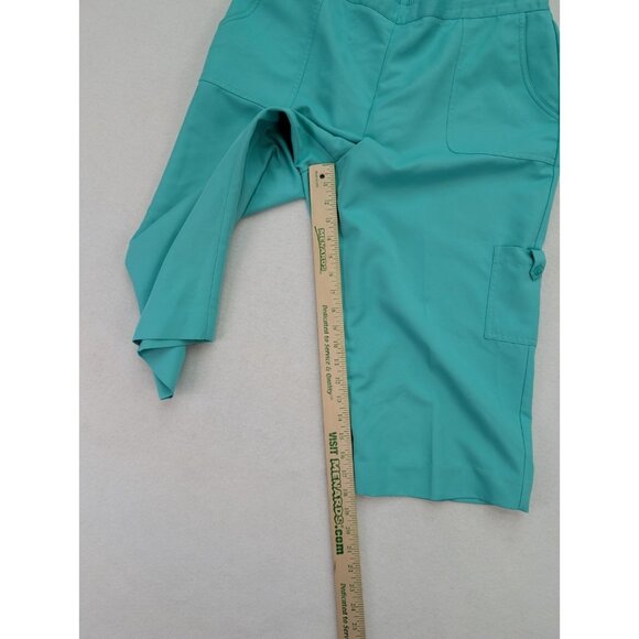 Alfred Dunner Women's Capri Pants Size 16P Green Elastic Waist Pull-On FLAWS - Picture 11 of 15